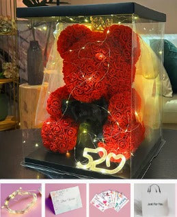 Teddy Rose Flower Bear with Box