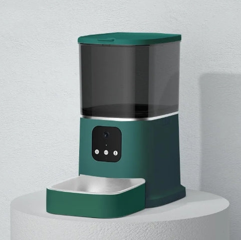Automatic Pet Feeder with Camera and App Control, Smart WiFi Food Dispenser with Voice Recorder for Cats and Dogs, Large Capacity Timed Feeder
