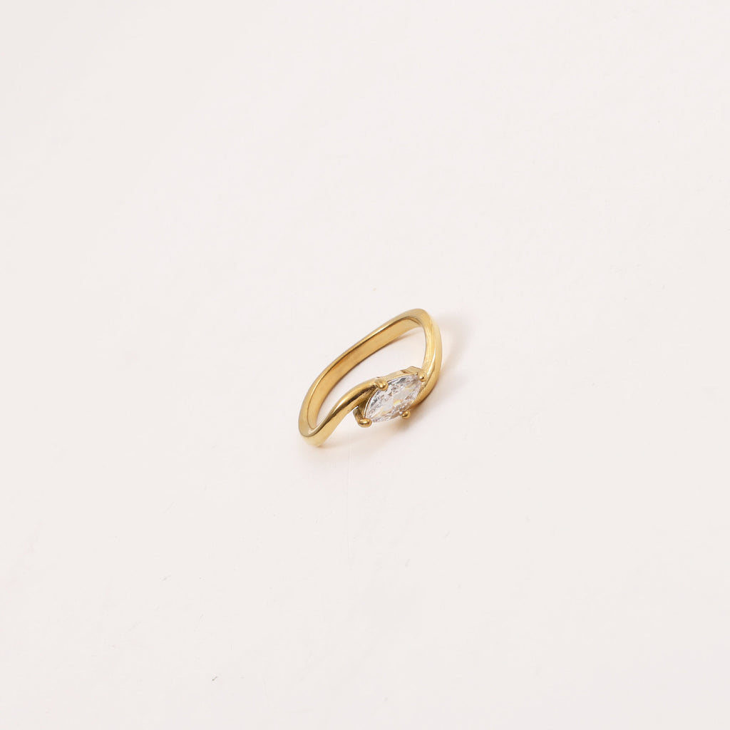 Marquise Zircon Ring in Titanium Steel