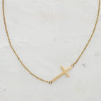 Sideways Cross Necklace - Silver