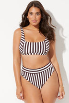 Plus Size High-Waist Striped Bikini Set