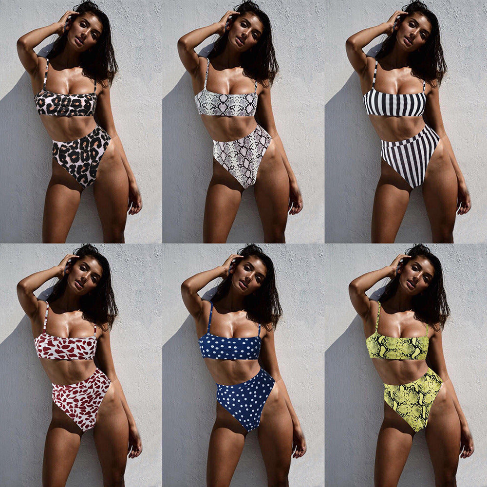Womens High-Waisted Solid Bikini Set
