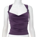 Pleated Cross Backless Crop Top