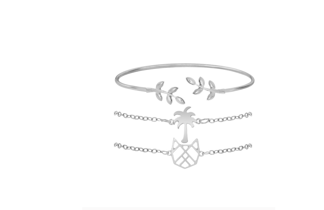 Coconut Tree and Cat Charm Bracelet and Bangle