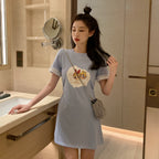 2020 Summer Cute Cartoon Print Lace Trim Dress
