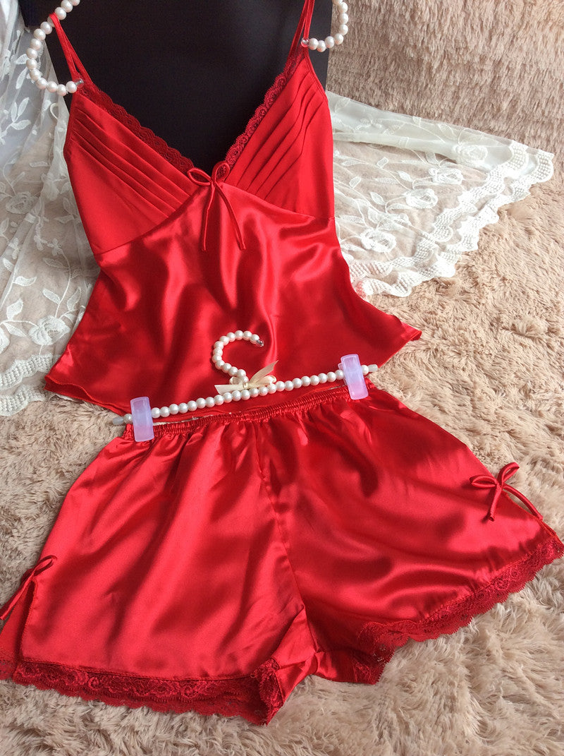 Women's Silk-Feel Cami Top and Shorts Pajama Set