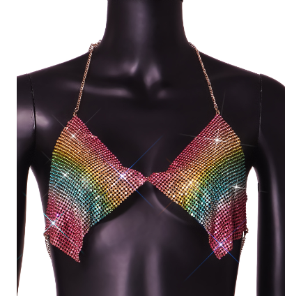 Rhinestone Chain Bralette Body Jewelry Top