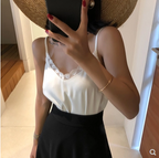 Lace-Trim V-Neck Satin Camisole