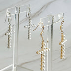 Pearl Cross Dangle Earrings | Christian Jewelry