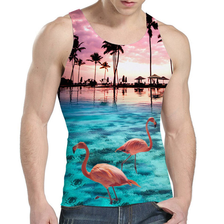 Men's Loose Casual 3D Digital Print Horse Tank Top