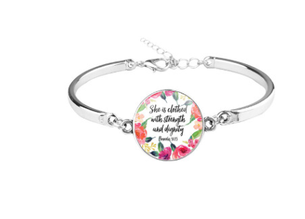 Scripture Cabochon Bangle Bracelet | Christian Jewelry