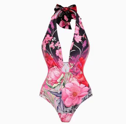 Floral One-Shoulder 3D Flower One-Piece Swimsuit