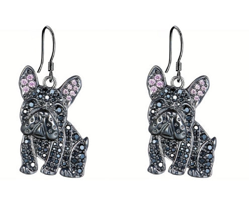 French Bulldog Crystal Drop Earrings