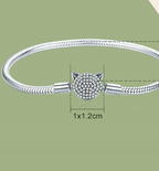 Sterling Silver Cat Bead Bracelet