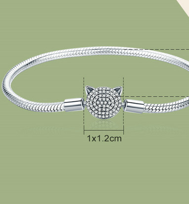 Sterling Silver Cat Bead Bracelet