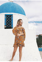 LIVA Bohemian Printed Crop Top and Chiffon Skirt Set