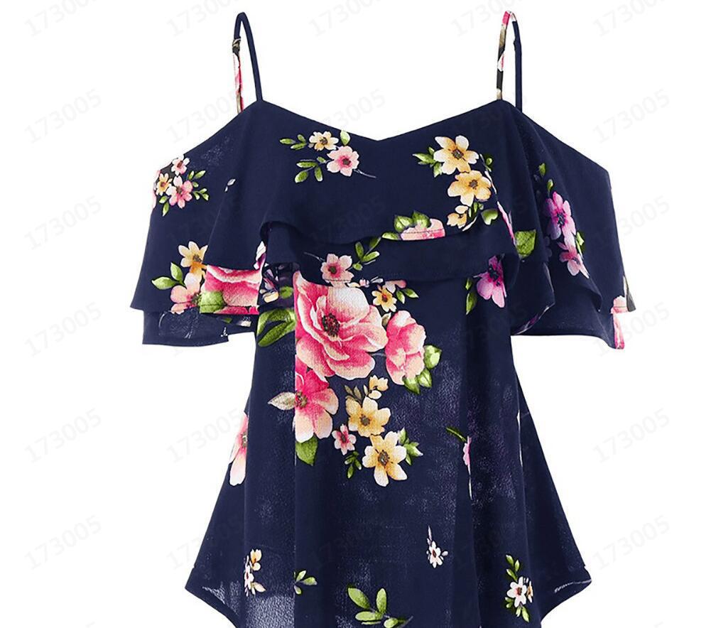 Summer Floral Ruffle Camisole Top for Women