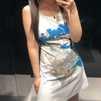 Cartoon Graffiti Print Bodycon Mini Dress
