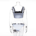 Reflective Buckle Strap Bikini Set