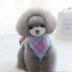 Plaid Dog Bandana Scarf, Soft Cotton Triangle Neckerchief Bib for Small Medium Dogs & Cats, Cute Pink Blue Pet Accessory