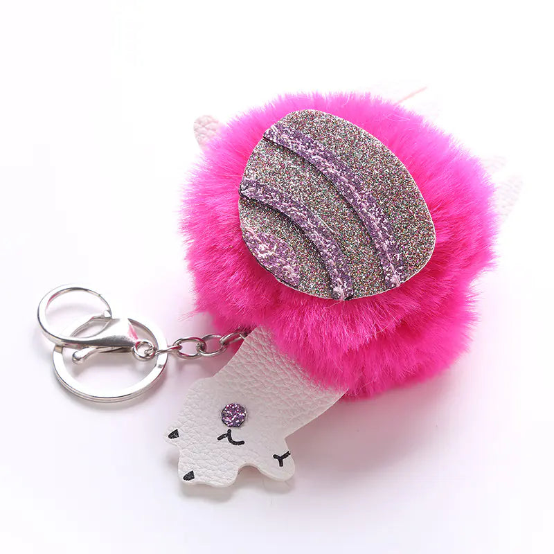Alpaca Wool Pom Pom Keychain with Sequins | Accessory