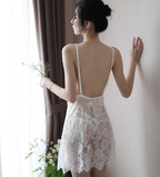 Sheer Lace Nightgown Set with Backless Camisole