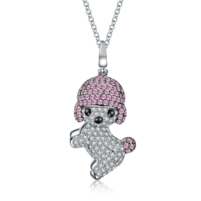 Zirconia Puppy Pendant Necklace