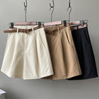Khaki High-Waisted Loose Summer Shorts for Women