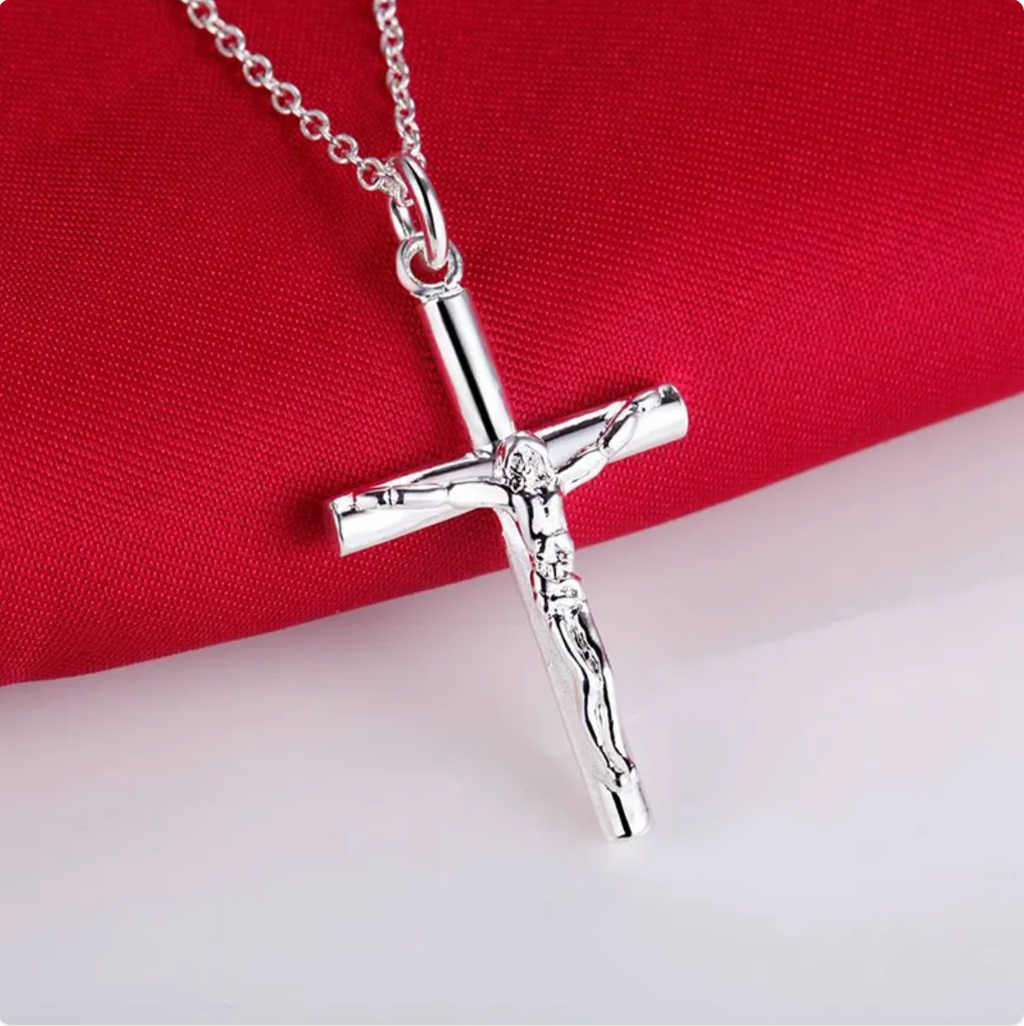 Silver Jesus Crucifix Cross Necklace | Christian Jewelry