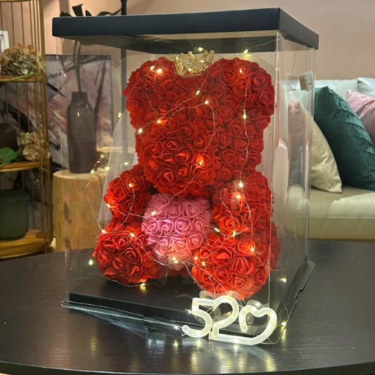 Teddy Rose Flower Bear with Box