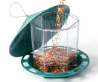 Hanging Wild Bird Feeder Outdoor Gazebo Gravity Seed Dispenser with Clear Reservoir and Multi-Port Feeding Tray for Garden Yard