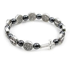 Hematite Saint Benedict Rosary Bracelet