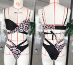 Leopard Color Block Wrap Bikini Set