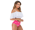 Off-Shoulder Ruffle High-Waist Two-Piece Swimsuit