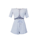 LIVA Women's Off-Shoulder Shorts Set (Two Pieces)