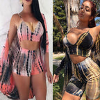 Tie-Dye Cami Top and Shorts Three-Piece Set