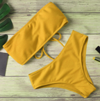 Lace-Up Scoop-Neck Bikini Set