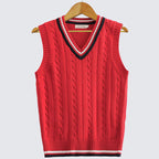 Men's Cable Knit V-Neck Cricket Sweater Vest