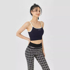 Ribbed Contrast-Trim Crop Cami Top with Script Text