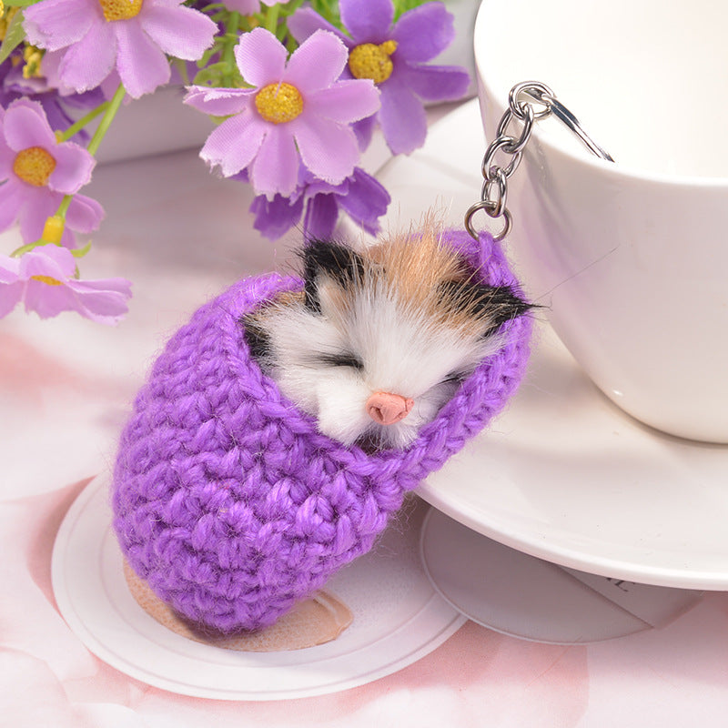 Sleepy Cat Plush Keychain Bag Pendant - Creative Design | Accessory