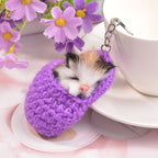 Sleepy Cat Plush Keychain Bag Pendant - Creative Design | Accessory