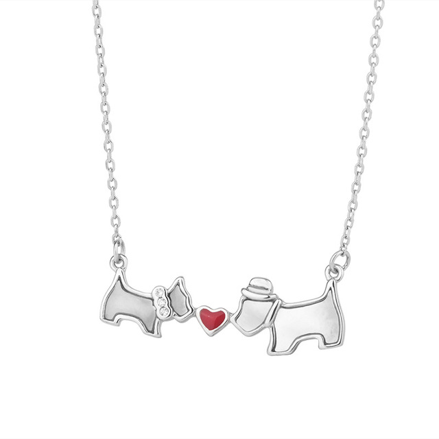 Mother-of-Pearl Dogs and Heart Necklace