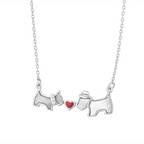 Mother-of-Pearl Dogs and Heart Necklace