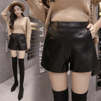 High Waist PU Leather Shorts for Women - Loose Fit