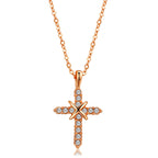 Cross Pendant Necklace with Zirconia Accents