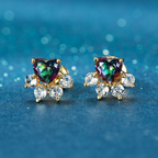 Cubic Zirconia Cat Paw Stud Earrings