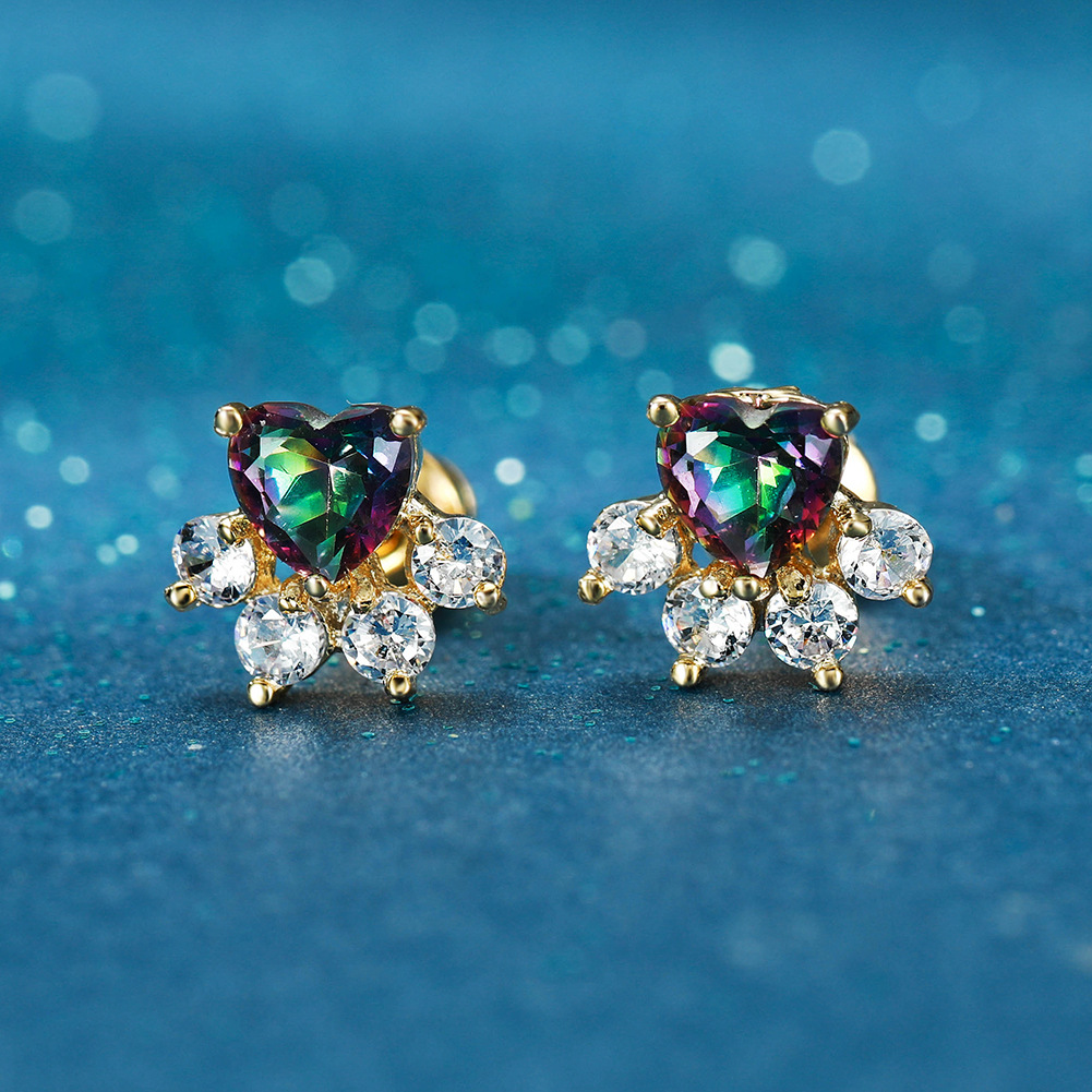 Cubic Zirconia Cat Paw Stud Earrings