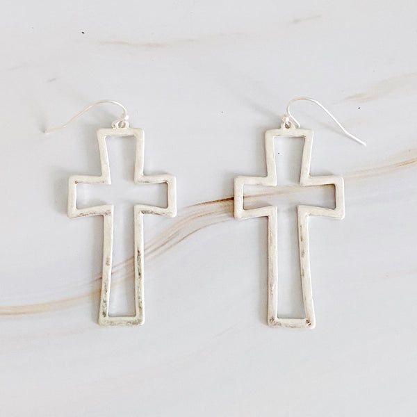 Dangle Cross Outlined Earrings | Christian Jewelry