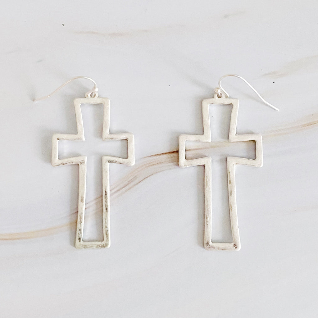 Dangle Cross Outlined Earrings | Christian Jewelry