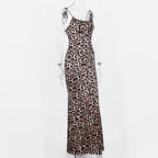 Women's Leopard Print Bodycon Maxi Dress